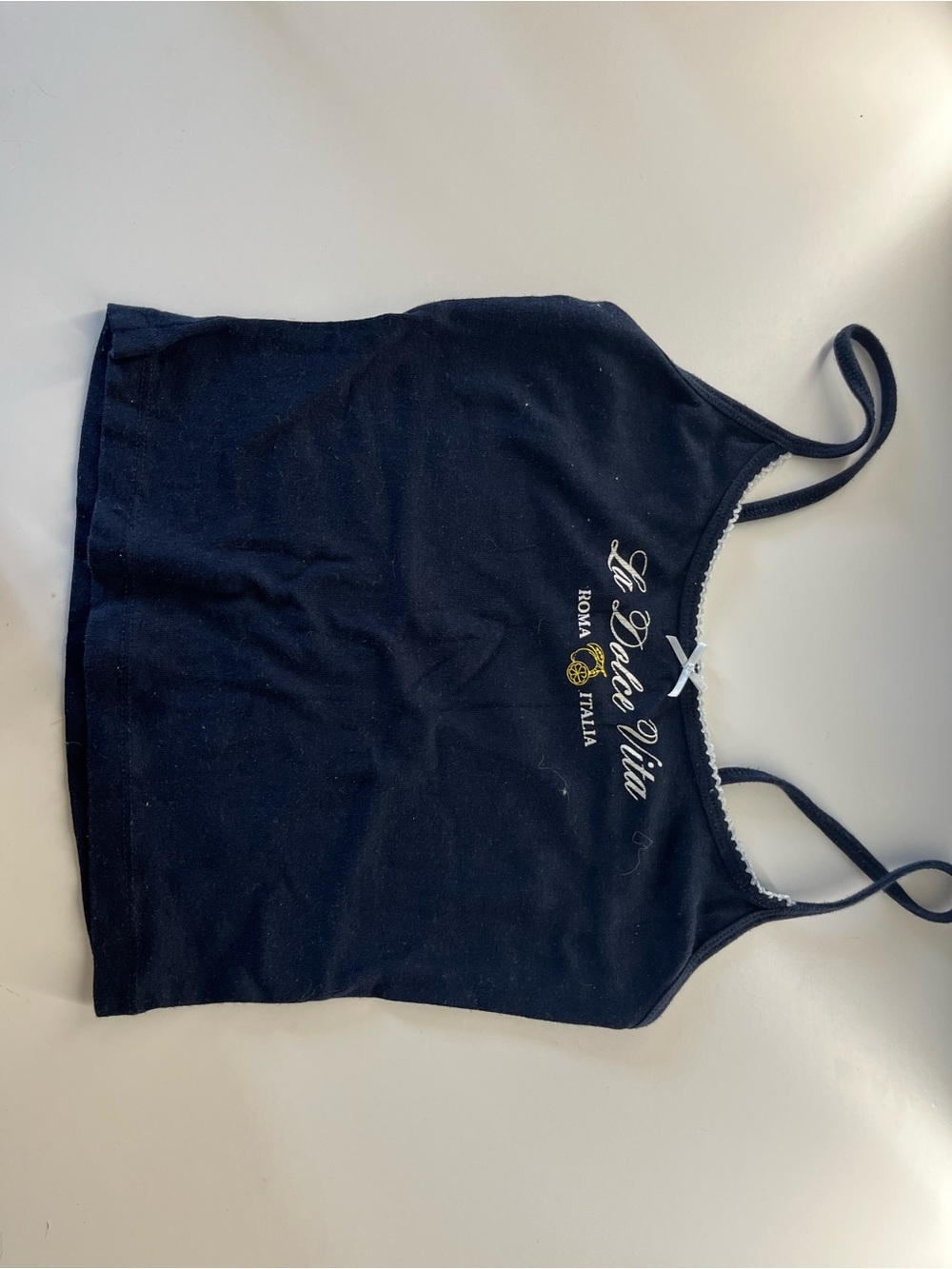 Garage Black Camisole with White Trim and Yellow Accent